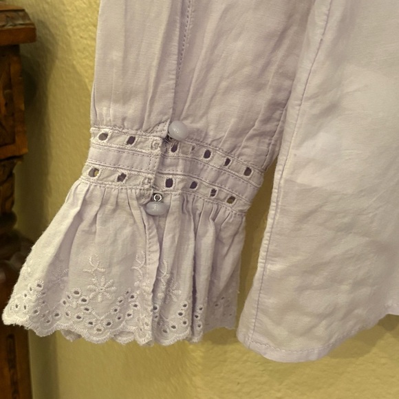 NWT~J. CREW Lavender Eyelet Ruffled Collar Cuffs Blouse Size 2 - Picture 4 of 10